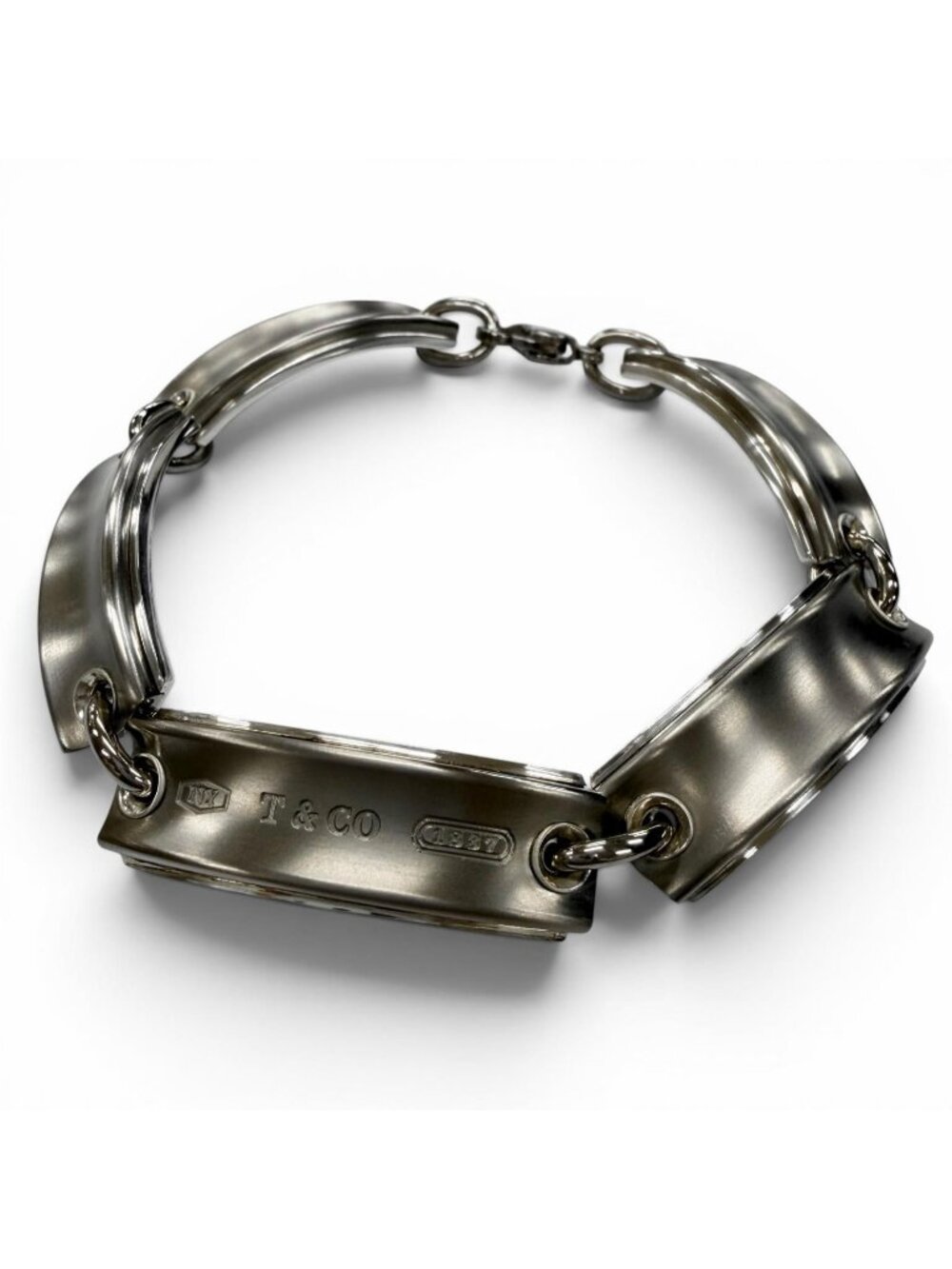 Tiffany & Co 1837 Plate Link 925 Bracelet Silver